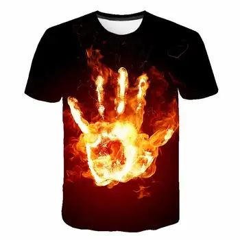 Flăcări de palmier tricou cool pentru fete baieti tricou 3d t-shirt Tricou Negru Topuri Casual Anime Streatwear Maneca Scurta, haine de copii