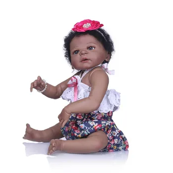 Drăguț Renăscut Baby Dolls Bonecas Silicon Natural Renăscut Real Baby Dolls Corp Plin de Simulare Negru Piele Copii Jucarii Copii AA50DT