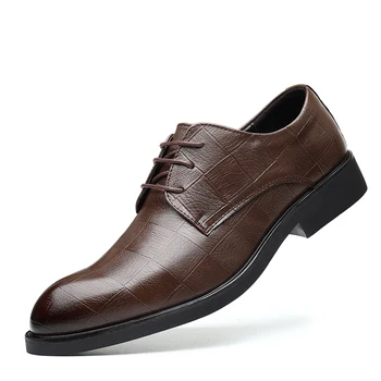 Pantofi pentru bărbați de Bază Rochie din Piele Pantofi Pentru Bărbați Subliniat Toe Dantela-Up Respirabil Birou Formale Încălțăminte Om Pantofii de Mireasa Plus Dimensiune