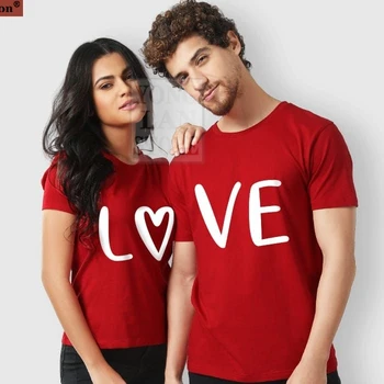 Moda de vara Tricou Bumbac dragoste inima rosie cuplu la Modă Creative Graphic T-shirt