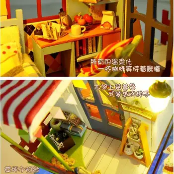 Diy Casa Papusa PROVENCE in Miniatura din Lemn Constructii Model de Mobilier casă de Păpuși Jucarii Model Pentru Copii Cadou de naștere.
