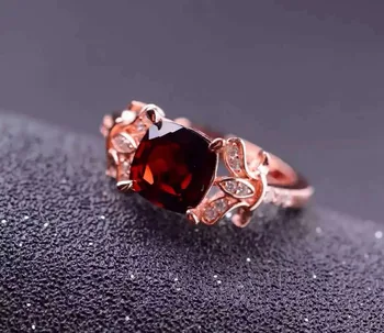 Naturale de granat roșu bijuterie inel de piatră prețioasă Naturale inel S925 argint inel trendy Elegant Arc recipient femei Bijuterii cadou