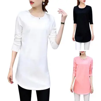 X 2020 Femei Toamna Guler Rotund Culoare Solidă Slim Versatil, cu Maneca Lunga T-shirt Casual jos T-Shirt, Blaturi