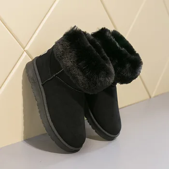 Cizme Pentru Femei De Brand De Pantofi De Iarna Warm Negru De Pluș Drăguț Rotund Toe Casual Plus Dimensiunea Femei Cizme De Zăpadă În 2020 Tendință Nouă Dimensiune 35-40