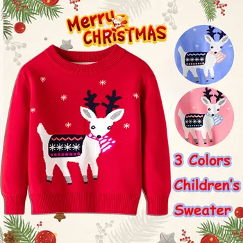 2021 Vacanță De Crăciun Hanorace Toddler Youth Tineri Băieți Și Fete Desene Animate De Craciun Tricot Imprimare Pulover Moale Cald Tricotaje