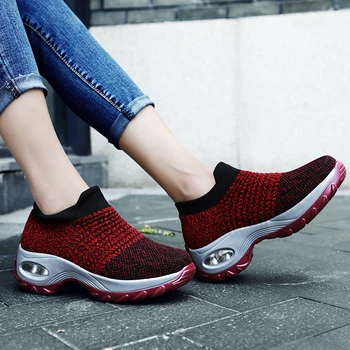 Șosete Pantofi pentru Femei Pantofi Sport Plat Slip-on Non-alunecare Ușor Pernă de Aer Respirabil ochiurilor de Plasă Pantofi Femei Pantofi Vulcanizat