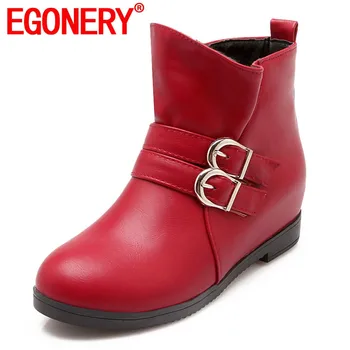 EGONERY de Pluș Cald Cizme de Zapada 33-43 Plus Dimensiune Moda 2019 Iarna Cizme Glezna Rosu-Negru Bej Afara de Mers pe jos de Pantofi pentru femei