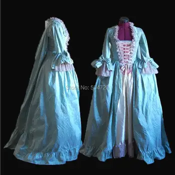 Adaptate!albastru costumele de Epocă a 18-a Ducesă Retro medieval, Renascentist Reconstituire Teatrul de război Civil rochie Victoriană HL-406