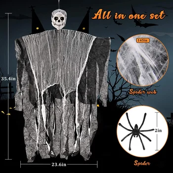 Halloween Schelet Agățat Fantomă Recuzită Craniu Casa Bantuita Agățat Secerători Fantomă Plutitor cu Păianjeni Web Decor