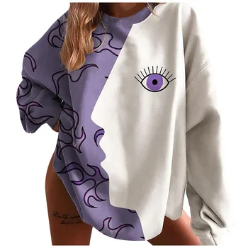 SAGACE Moda Pulover Vrac Imprimate Vrac O-Gat Femei Bluza Bluze cu Maneca Lunga Femei Toamna Iarna Cald Jachete 2021