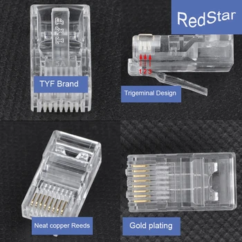 [ReadStar]100BUC/LOT TYF CAT5e UTP RJ45 (8P8C Plug) Neecranat RJ45 Conector Mufă Rețea de Tip plug 5 UTP plug