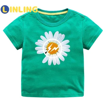 LINLING Moda Copii Prined Drăguț Flori de Culoare Solidă Tricou Copii Simplu T-shirt Băiat și Fată Cadou Amuzant Tricou Prezent P398