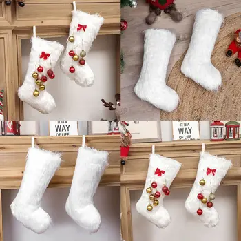 Tricotate Crăciun Ciorap Șosete cu Pluș Bile Bomboane Pungi de Cadouri Titularul DIY de Crăciun Copac Agățat Ornamente de Anul Nou Deco