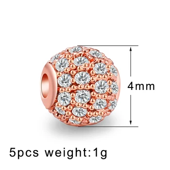 5pcs/lot Micro Pave Cubic Zirconia 4mm Balonul Rotund Margele Spacer Pentru a Face Bijuterii din Metal de Cupru Minge Bijuterii DIY Accesorii