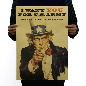 Te Vreau pentru Armata SUA de Epocă Hârtie Kraft Poster Școală Acasă Biroul Decor de Perete de Arta Retro Postere si Printuri
