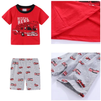 Copii Rezervor de Top cu Pantaloni pe Deplin și Bumbac Moale T Shirt Set cu Desene animate de Imprimare pentru Copii Pijamale cu Maneci Scurte Imbracaminte Copii