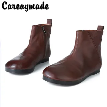 Careaymade-Pădure de Toamnă Vintage hand-made din piele pentru femei cizme plate Cavaler cizme cizme scurte strat superior singur cizme