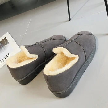 Femei Iarna Glezna Cizme de Zapada Cald Plus Plus Size 36-40Ladies Blana piele de Căprioară de cuplu Plat Pantofi pentru Femeie Încălțăminte Clasică