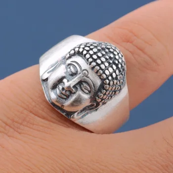 S990 argint fin retro personalitate budist beadle mat inel inel bărbați și femei