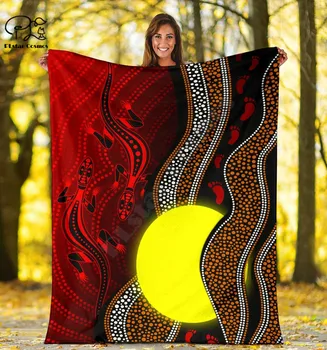 Aboriginal si Stramtoarea Torres Insula Steaguri Fleece Pătură 3D full tipărite Portabil Pătură Adulți/copii Fleece Pătură