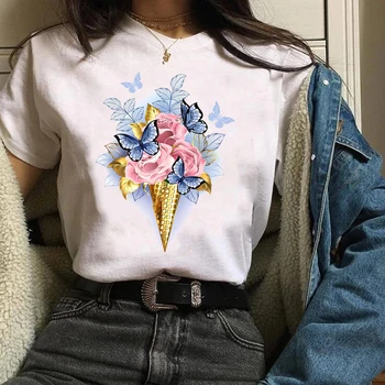 Haine pentru femei Lady Grafic Fluture Floare Dulce Mujer Camisetas Trend 90 de Imprimare Tricouri Topuri Femei T Shirt pentru Femei T-Shirt