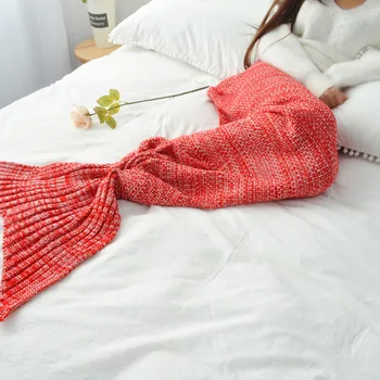 7 Culori Coada de Sirena Pătură Croșetat Sirena Pătură Pentru Toate Anotimpurile Dormit Tricot Moale Super Pături Adult 90x180cm