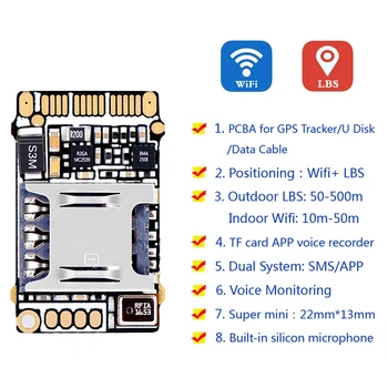 Mini Zx620 Pcb de Navigare Gps Wifi Lbs Gsm Tracker de Poziționare Auto Tracker Timp Real Poziția Voce 10Mm 22*13Mm Voce Monitor