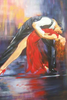 Handmade Flamenco dansatori de salsa 40x28 Pictură în Ulei,NU un print sau poster,