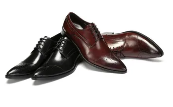 Britanic barbati din piele pantofi subliniat toe dantela-up piele pantofi pentru bărbați o generație de moda oxfords