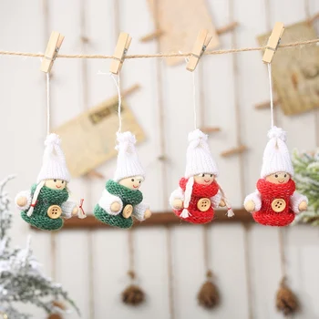 Crăciun Pandantive Din Lemn De Păpuși Agățat Ornamente Casă De Vacanță Decoratiuni Cu Pălărie Tricotate Pânză Decorative