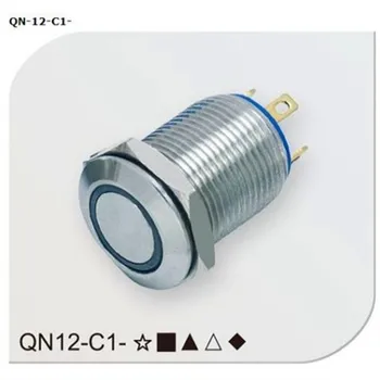 1 buc Rotund Galben LED 12V 12mm din Oțel Inoxidabil NICI un Moment Push Buton