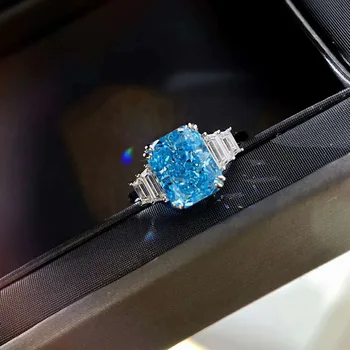 COSYA Dreptunghi Acvamarin Aniversare Inele de Argint 925 Ridicat de Carbon Diamant de Design de Moda en-Gros Bijuterii Fine
