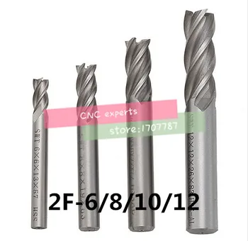 4 Buc freze frezei CNC Instrumente HSS Diametru 6/8/10/12mm 2 Lame Flaut Drept Coadă de Instrumente