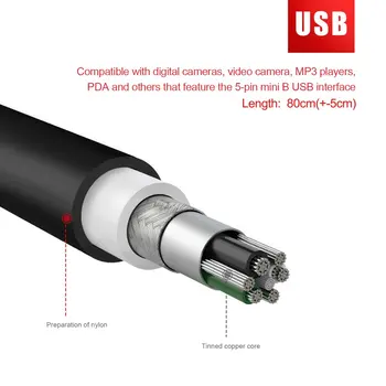 1m Cablu de Încărcare USB USB 2.0 de sex Masculin a-Mini B, 5-pini Cablu de Încărcare pentru Camere Digitale Hot-swappable de Date USB Încărcător Cablu