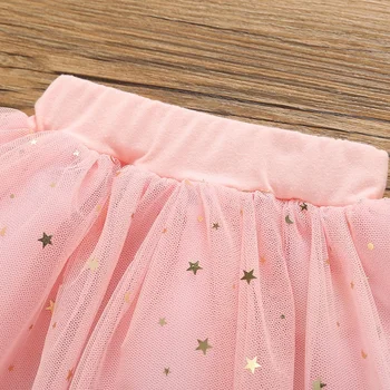 Noua Moda pentru Copii Haine de Fata Doua Bucati de Seturi Solid Roz Star Tutu Ochiurilor Fusta+Pantaloni lungi Toamna Iarna Copii Printesa Îmbrăcăminte 1-6Y