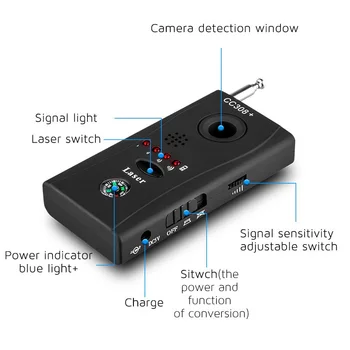 CC308 Wireless semnal GPS detector Multi-funcție Siginal Detector Radio Laser de Detectare Baterie Reîncărcabilă Litiu Scanner
