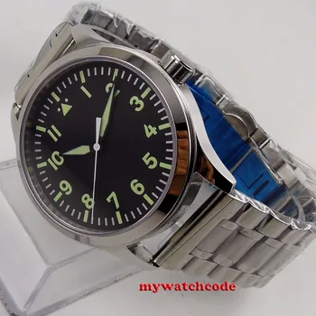 42mm corgeut cadran negru solid din oțel inoxidabil curea luminos makrs safir cristal miyota automatic mens watch