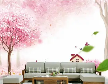 Foto personalizate 3d tapet Non-țesute murală flori roz decorare pom de pictura picturi murale 3d tapet pentru camera de zi