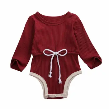 Nou-Născuți Pentru Copii Copii Sugari Fete Băieți Tricotate Salopeta Body Nou-Nascut Fetita Maneca Lunga Culoare Solidă Pijamale, Haine, Tinuta