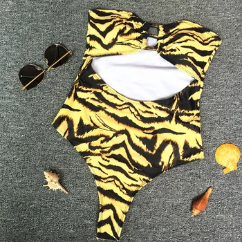 2020 Leopard Print-O Singură Bucată De Costume De Baie Femei Strapless Bikini Push Up Costume De Baie Brazilian De Sex Feminin Gol Afară De Înot Costum De Baie