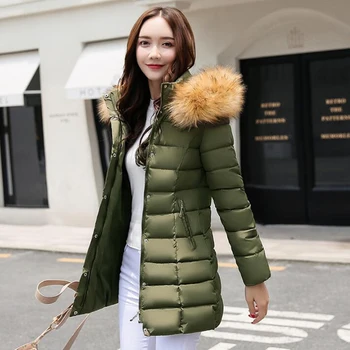 2018 femei de iarnă cu glugă cald haina plus dimensiune bumbac sacou captusit Mediu secțiunea lung femei hanorac vatuit jaqueta feminina