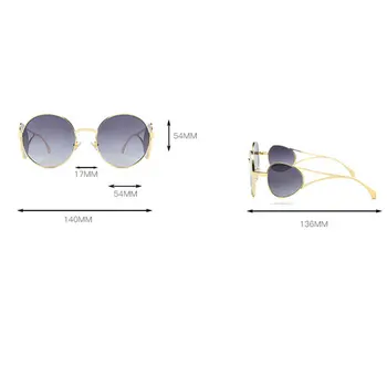 2020 Supradimensionate Rotund Patru fețe ochelari de Soare Lentile de Femei de Moda, Cadru Metalic Ochelari de Soare Vintage de Conducere UV400 Ochelari