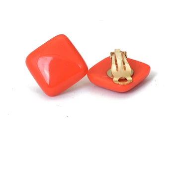 Bing Tu Minimalist Roșu Galben Ureche Bantă Geometrică Pătrat Clip Cercei Pentru Femei Cercei De Rasina Fara Piercing Bijuterii De Nunta