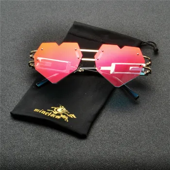 Moda Dragoste Inima ochelari de Soare pentru Femei-O Bucată de Lentile fără rame, Ochelari de Soare Bomboane de Culoare Doamnelor Petrecere Ochelari de Designer de Brand UV400 FML