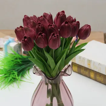 1BUC pu mini floare de lalea Real Touch flori de nunta buchet de flori artificiale flori de matase pentru home decor petrecere
