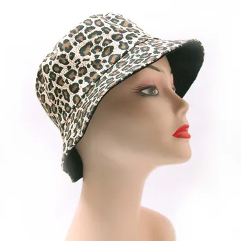 Unisex Din Bumbac Găleată Pălării Pentru Femei De Vară De Protecție Solară Panama Leopard De Imprimare Pălărie Bărbați Pălării În Aer Liber Pescar Pălărie De Plajă Capac Z0508