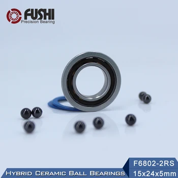 F6802 Hibrid Rulment Ceramic 15*24*5 mm ABEC-1 ( 1 buc) Industrie Motor Ax F6802HC Hibrizi Si3N4 Rulmenți 3NC F6802RS