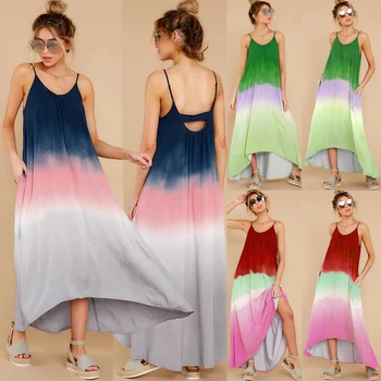 Femei Vara Neregulate Tie Dye Dress Fără Mâneci Plajă Liber Casual Sundress 2020 Modă Plus Dimensiune Rochie Lunga Pentru Femei
