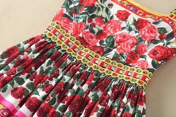 De înaltă Calitate 2019 Vara Noua Pistă Maxi Rochie Femei Spaghete Curea Drăguț Fermecător Rose Floare de Imprimare Florale Rochie Lungă, ștrasuri din Mărgele