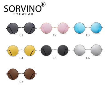 SORVINO Retro Mici, Rotunde ochelari de Soare Polarizati pentru Femei Barbati Designer 90 Steampunk a Crescut de Aur Cerc Oglindă Ochelari de Soare Nuante SP207